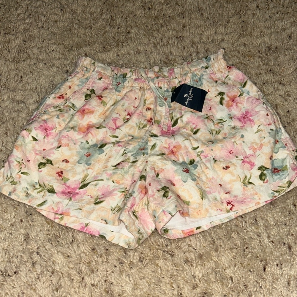 Abercrombie kids flower drawstring shorts